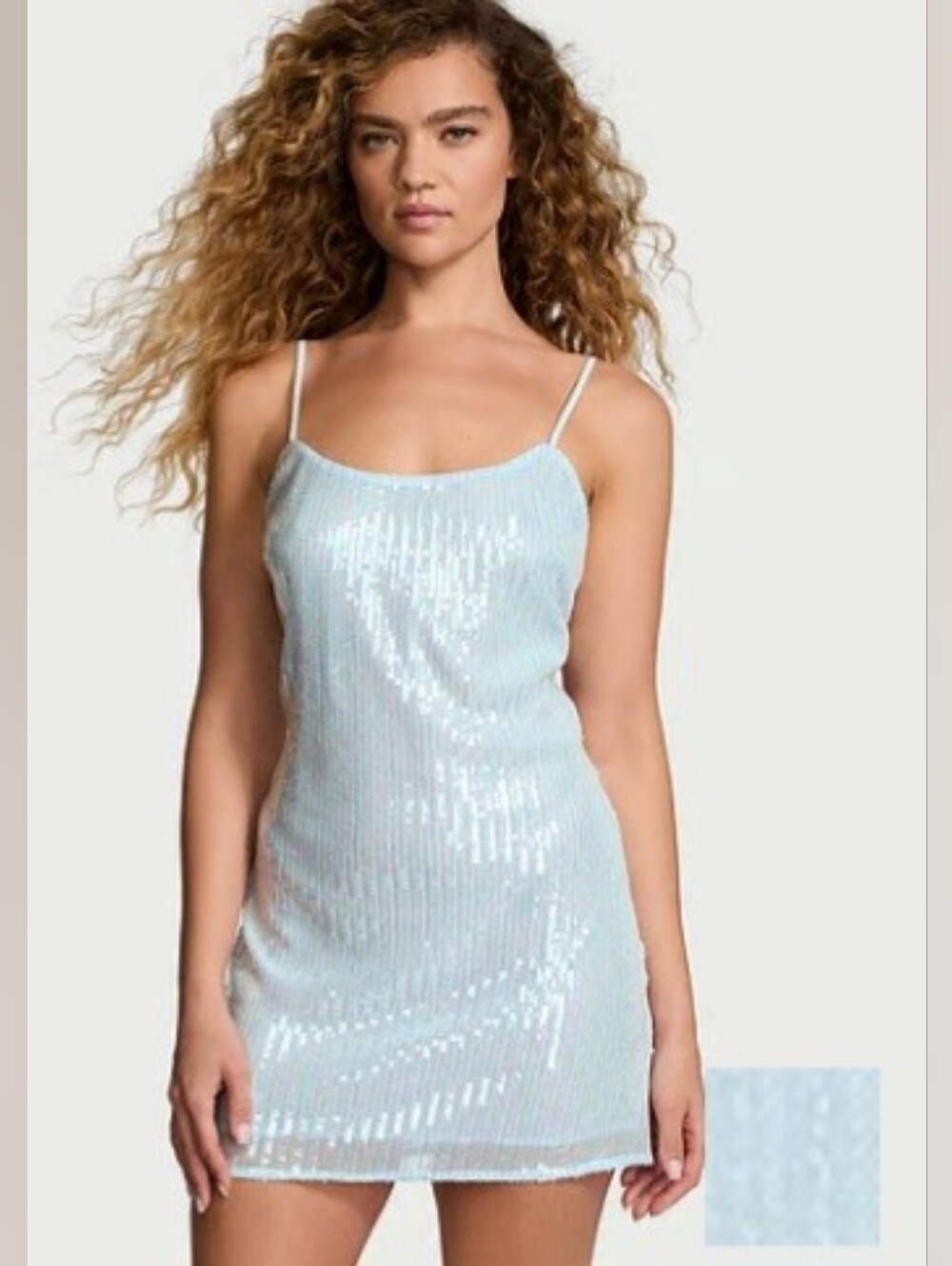 Victoria's Secret Blue Sequin Shimmer Mini Slip Dress